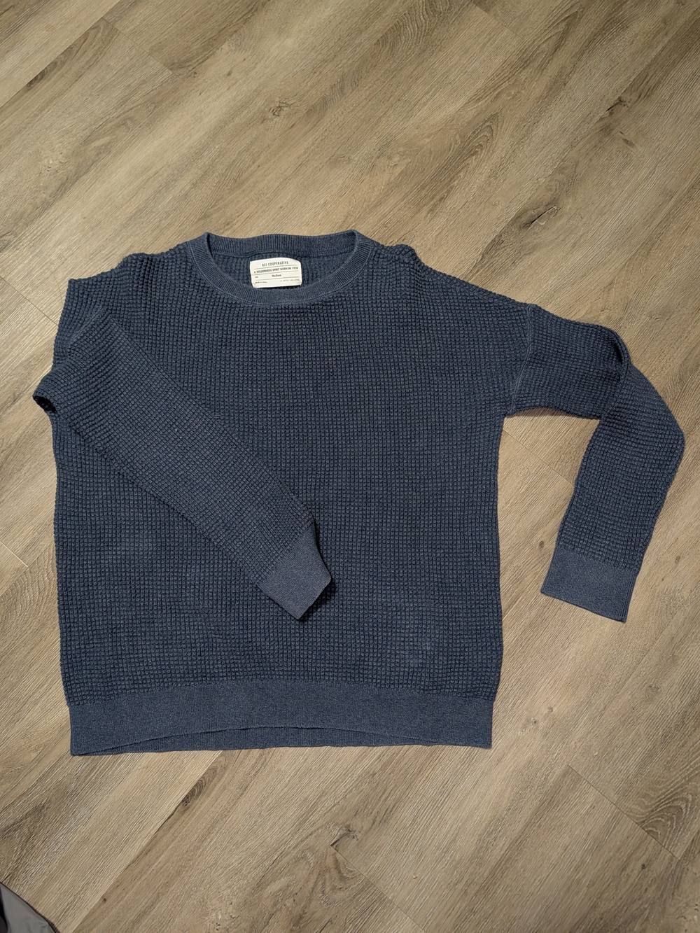 REI Wallace Lake Waffle-Knit Crewneck Sweatshirt - Navy - Size Large
